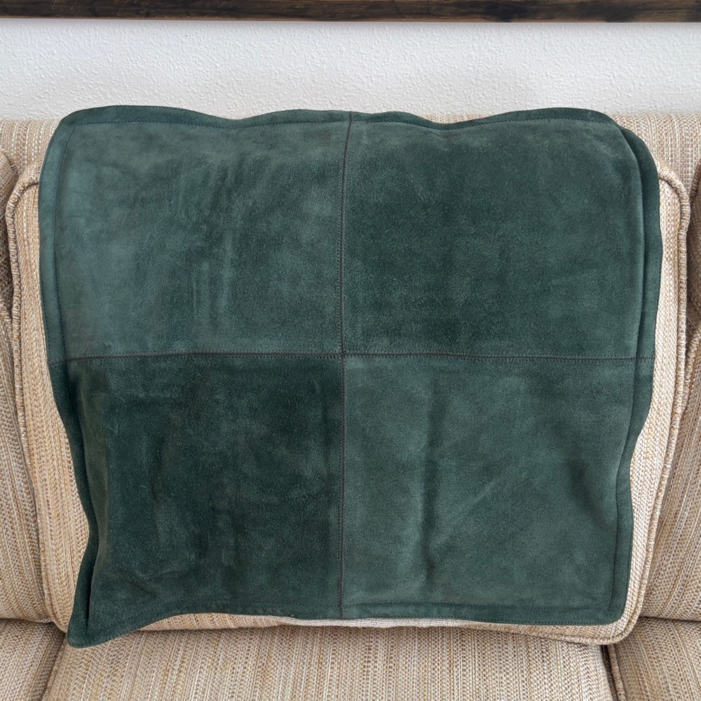 Green Suede Throw Pillow